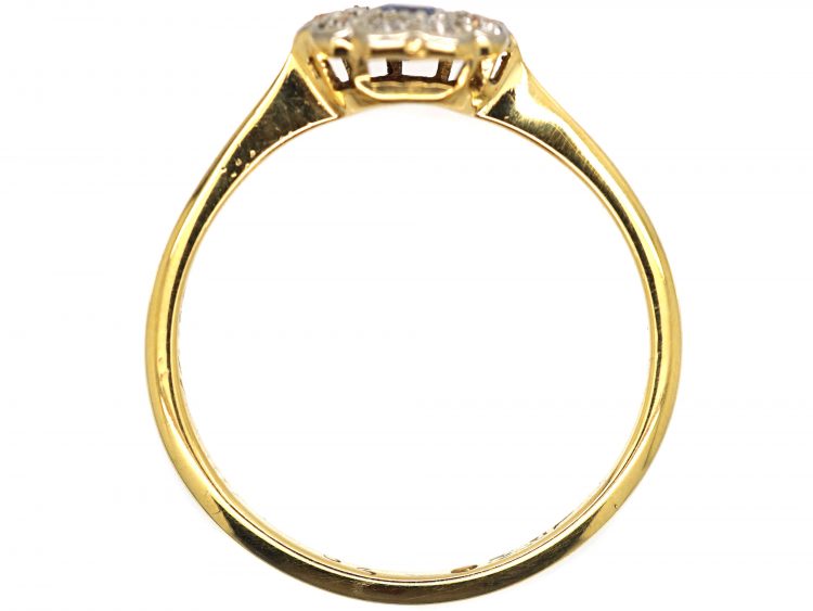 Edwardian 18ct Gold & Platinum, Sapphire & Diamond Cluster Ring