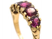 Victorian Five Stone Almandine Garnet & Rose Diamond Ring