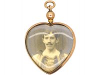 Edwardian 9ct Gold Heart Shaped Glazed Locket