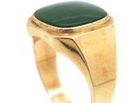 Retro 18ct Gold & Nephrite Signet Ring