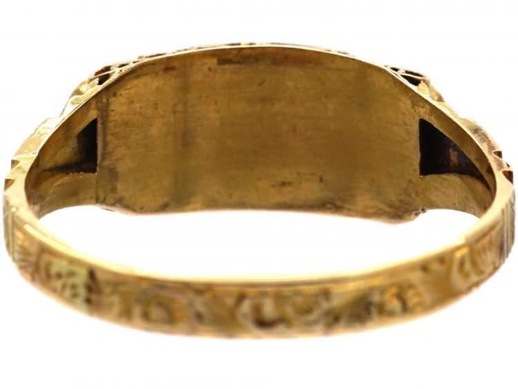 Victorian 15ct Gold, Five Stone Almandine Garnet Ring with Engraved Shank