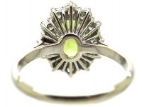 18ct White Gold, Peridot & Diamond Cluster Ring