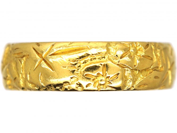22ct Gold Wedding Roses & Ivy Leaves Ring