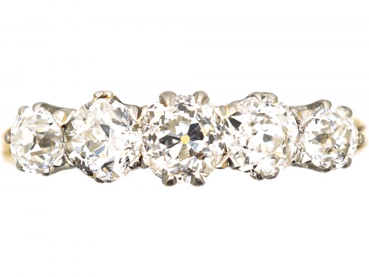 Edwardian 18ct Gold, Five Stone Diamond Ring