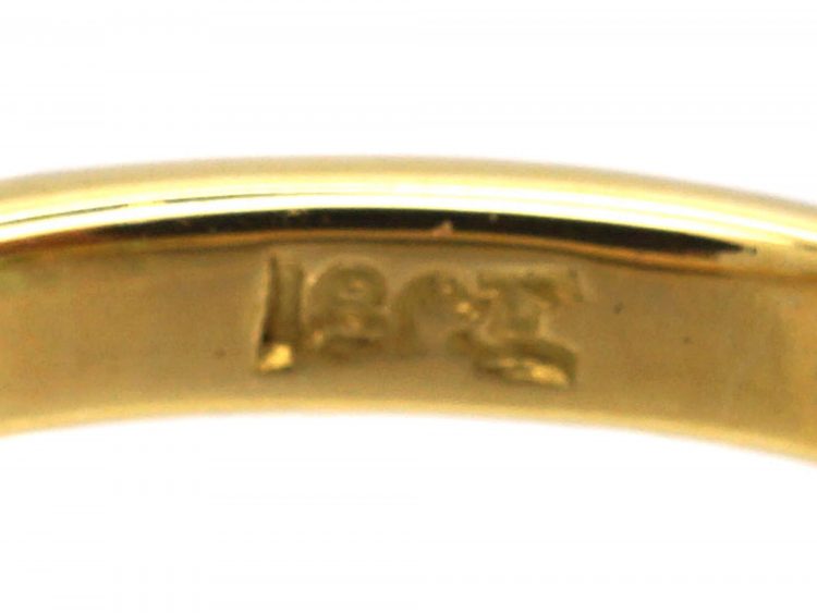 Edwardian 18ct Gold, Green Garnet & Diamond Three Stone Ring