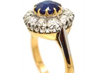 Retro 18ct White & Yellow Gold, Large Sapphire & Diamond Cluster Ring