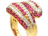 18ct Gold, Ruby & Diamond Double Snake Ring
