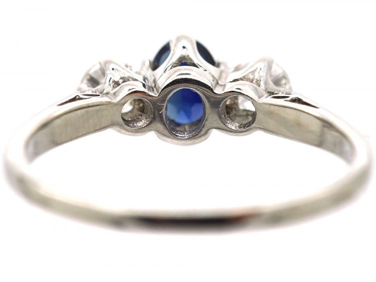 18ct White Gold, Sapphire & Diamond Three Stone Ring