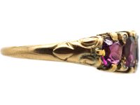 Victorian Five Stone Almandine Garnet & Rose Diamond Ring