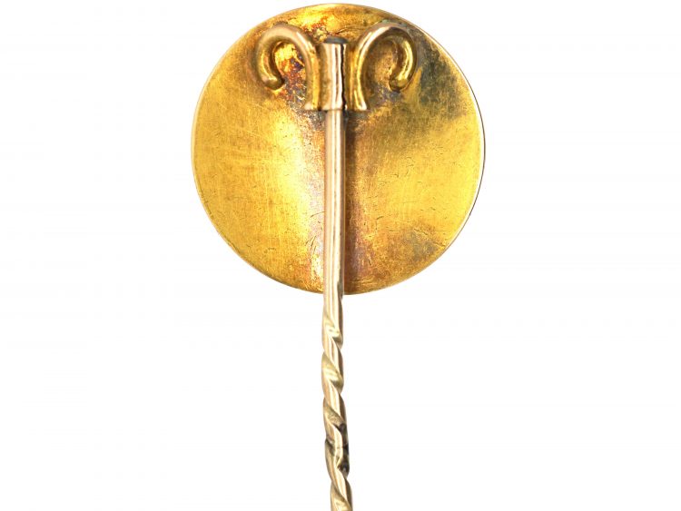 Victorian 18ct Gold Reverse Intaglio Rock Crystal Tie Pin of a Racehorse