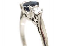 18ct White Gold, Sapphire & Diamond Three Stone Ring