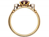 Edwardian 15ct Gold, Garnet & Diamond Three Stone Ring