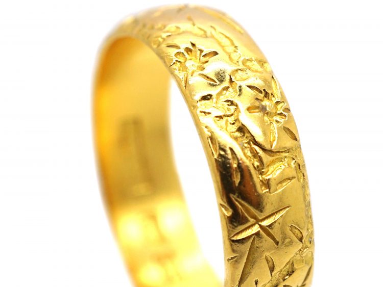 22ct Gold Wedding Roses & Ivy Leaves Ring