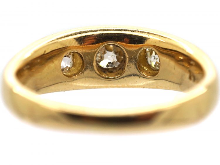 Victorian 18ct Gold, Three Stone Diamond Gypsy Ring