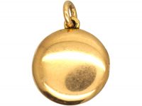 Edwardian 15ct Gold Round Locket set with Turquoise Representing Forget me Not