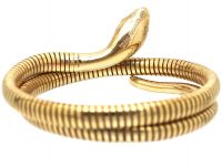 9ct Gold Snake Bangle with Emerald Eyes