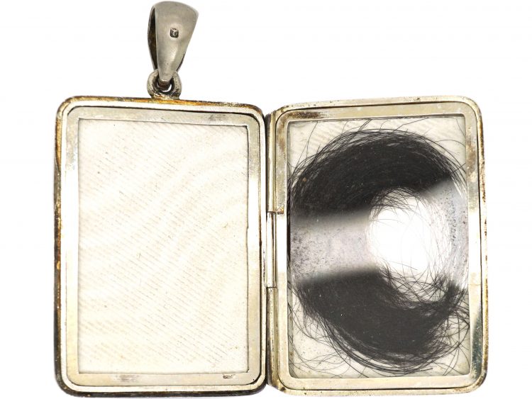 Victorian Silver Rectangular Shaped Locket with Aesthetic Period Detail