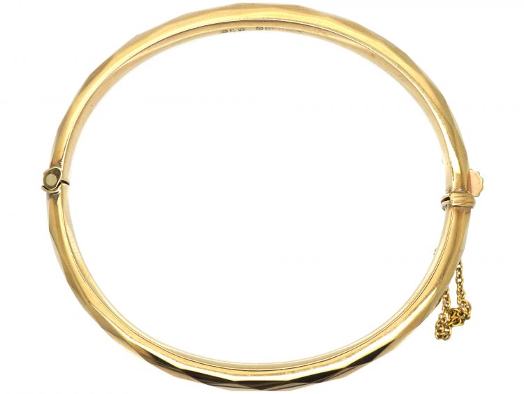 Retro 9ct Gold Faceted Bangle