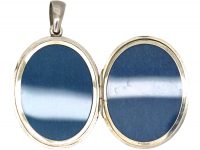 Victorian Oval Silver Locket with Hobnail Detail