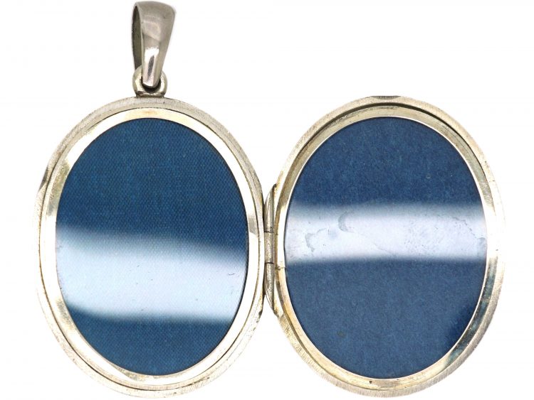 Victorian Oval Silver Locket with Hobnail Detail