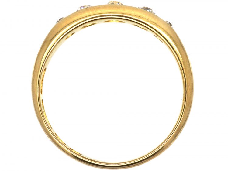 Victorian 18ct Gold, Five Stone Rub Over Set Diamond Ring