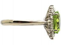 18ct White Gold, Peridot & Diamond Cluster Ring