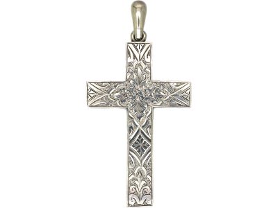 Victorian Silver Cross with Engraved Detail