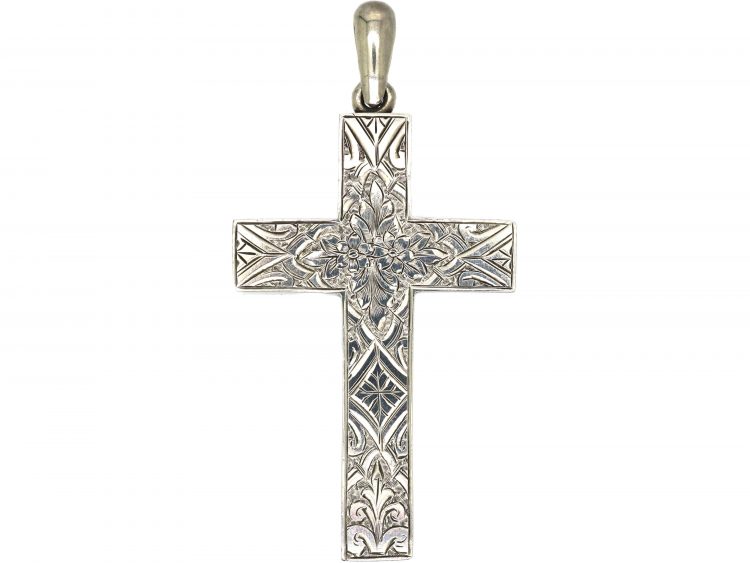 Victorian Silver Cross with Engraved Detail