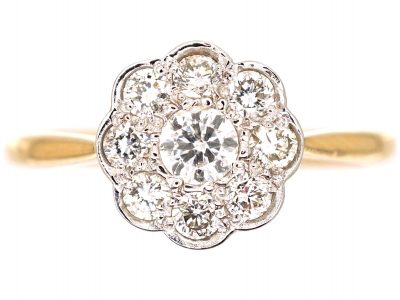 Edwardian 18ct Gold & Platinum, Diamond Cluster Ring