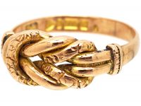 Edwardian 9ct Gold Knot Ring with Plain & Engraved Detail