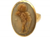 Georgian NeoClassical 18ct Gold Ring with Roman Hardstone Cameo Ring of Sisyphus