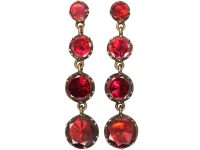 Georgian 9ct Gold Flat Cut Garnet Drop Earrings