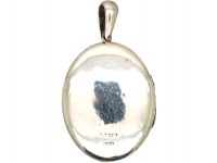 Victorian Oval Silver Locket with Ivy Leaf Detail
