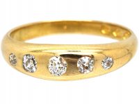 Victorian 18ct Gold, Five Stone Rub Over Set Diamond Ring