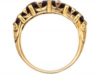 Victorian Five Stone Almandine Garnet & Rose Diamond Ring