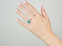Art Deco 18ct White Gold, Columbian Emerald & Diamond Ring