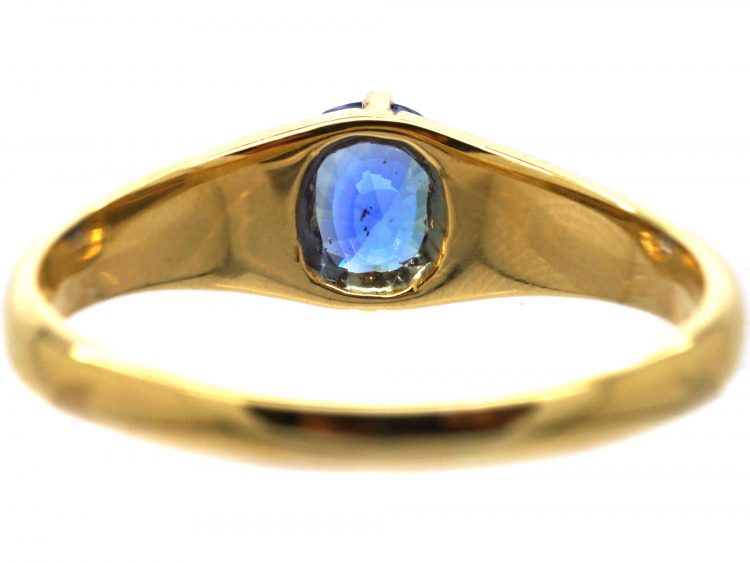 Edwardian 18ct Gold and Sapphire Solitaire Ring