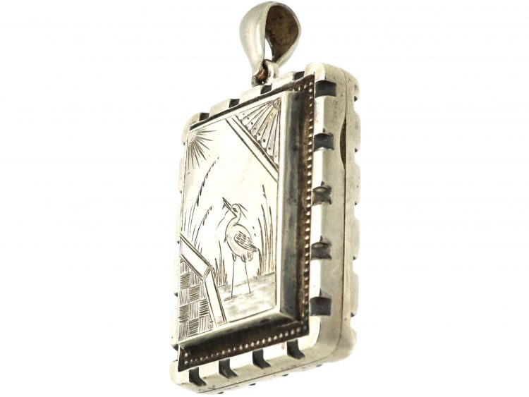 Victorian Silver Rectangular Shaped Locket with Aesthetic Period Detail