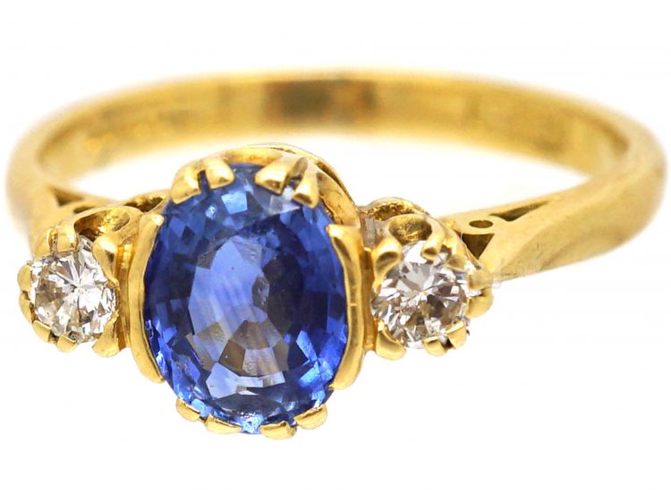 18ct Gold, Sapphire & Diamond Three Stone Ring