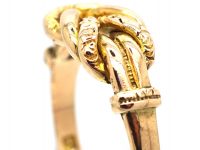 Edwardian 9ct Gold Knot Ring with Plain & Engraved Detail