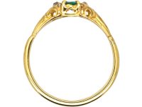 Victorian 18ct Gold, Emerald & Diamond Ring with Rose Diamond Detail