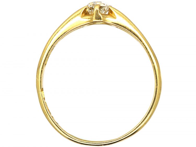 Edwardian 18ct Gold, Diamond Solitaire Ring in Openwork Setting