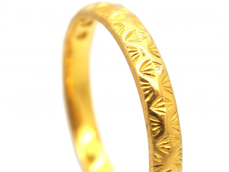 Art Deco 22ct Gold Wedding Ring with Ornate Decoration