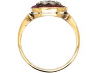 Art Deco 18ct Gold and Platinum, Ruby and Diamond Target Cluster Ring