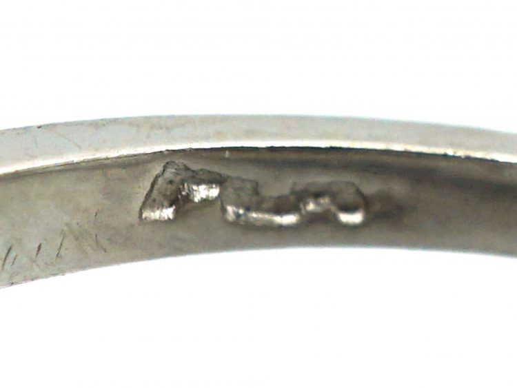 Art Deco Platinum, Diamond Solitaire Ring with Diamond Set Shoulders