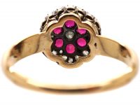 Edwardian 18ct Gold, Ruby and Diamond Cluster Ring