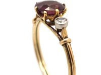 Edwardian 15ct Gold, Garnet & Diamond Three Stone Ring