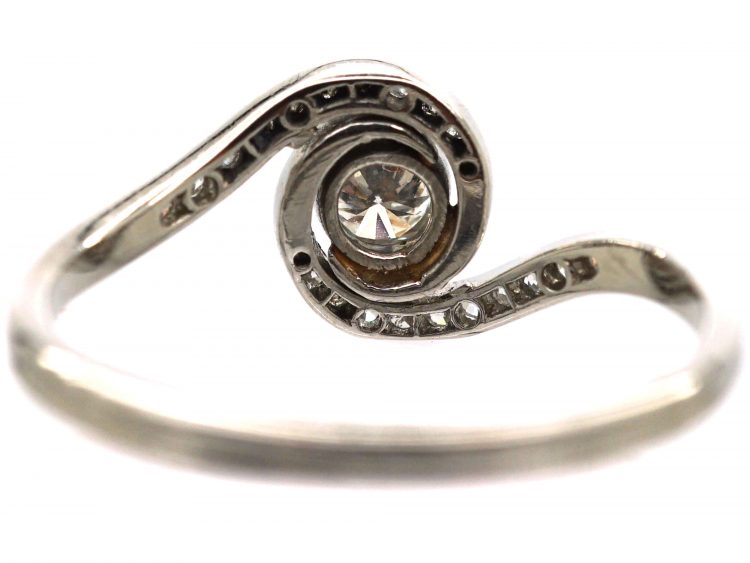 Art Deco Platinum & Diamond Catherine Wheel Design Ring