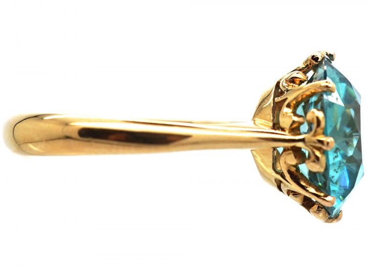 Art Deco 18ct Gold Zircon Solitaire Ring