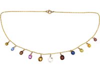 Victorian 15ct Gold Multi-Gem Harlequin Necklace